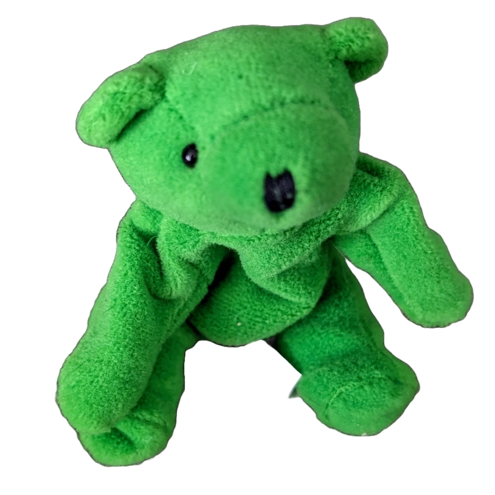 1997 Key Chain Key Keeper Floppy Friends Bryce Jr. Style Green Teddy Bear